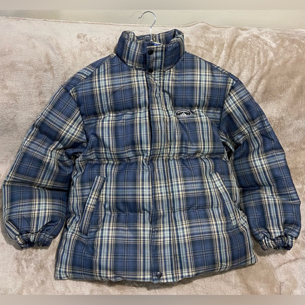 ⭐️ SHEIN UNISEX COLDBREAK Plaid Patched Detail Zip Up Puffer Coat.⭐️
